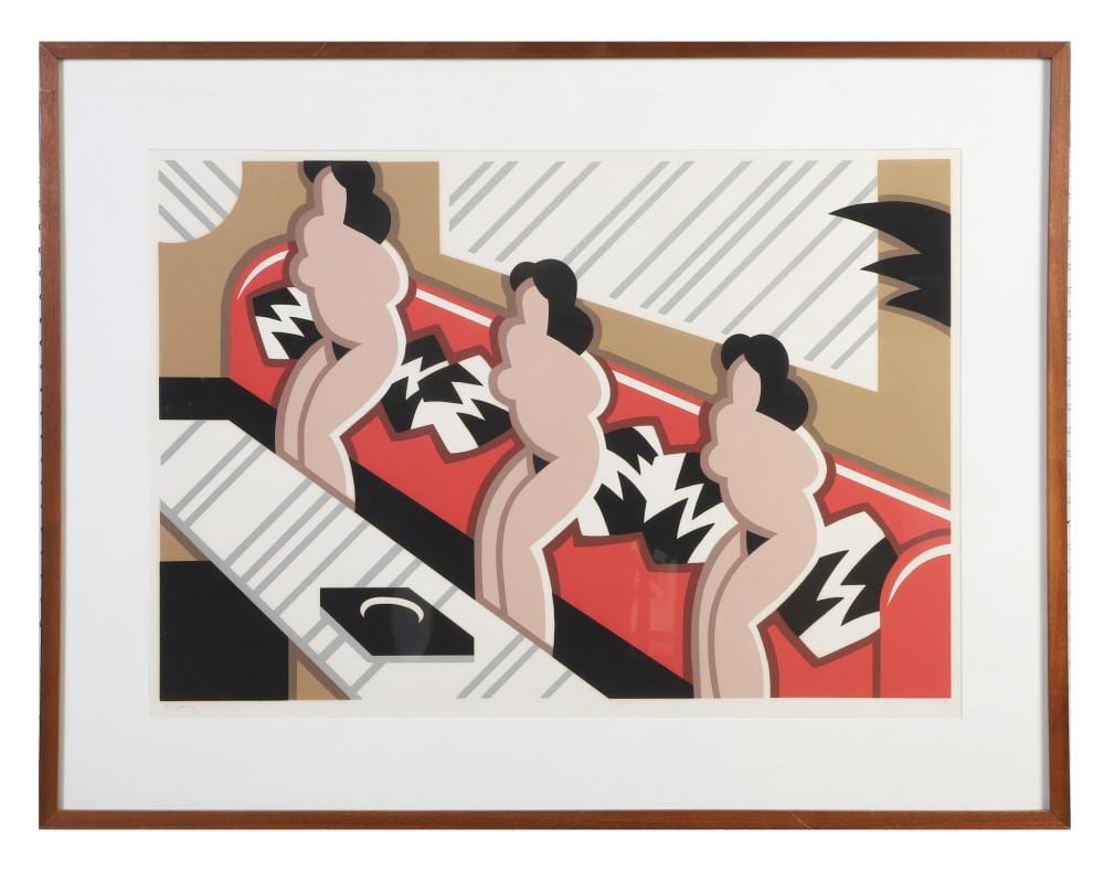robert gordy american 20th c red sofa 1980 screenprint image height 24 in image width 34 in framed height 33 in framed width 43 in · Bunch Auctions · 2026-06-09 Robert Gordy comparable auction result: robert gordy american 20th c red sofa 1980 screenprint image height 24 in image width 34 in framed height 33 in framed width 43 in