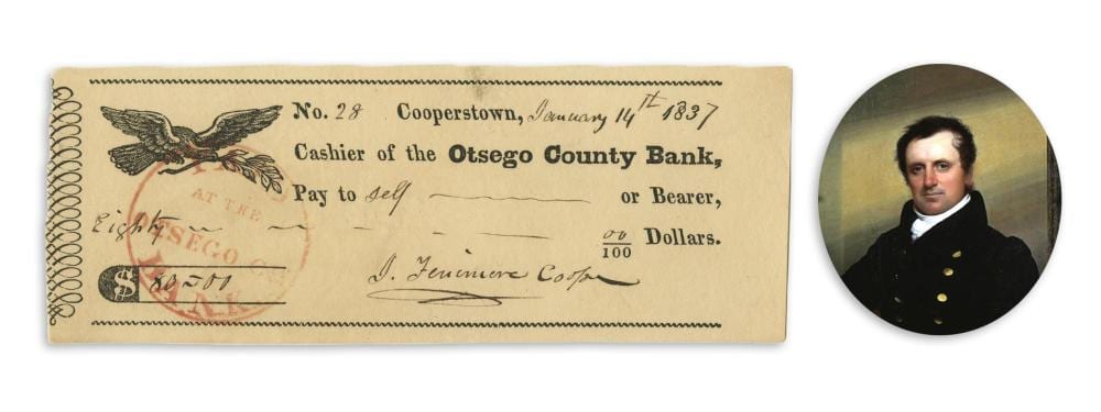 james fenimore cooper signed check to himself · University Archives · 2026-06-17 James Fenimore Cooper comparable auction result: james fenimore cooper signed check to himself