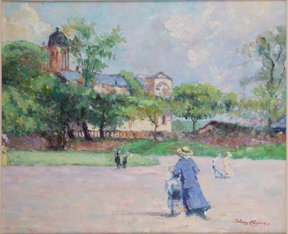 John Angus Chamberlain comparable auction result: john 1932 clymer american 1932 impressionistic landscape with figures oil on canvas