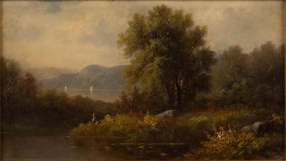John Frederick Kensett comparable auction result: john frederick kensett 1816 1872 hudson river scene oil on board