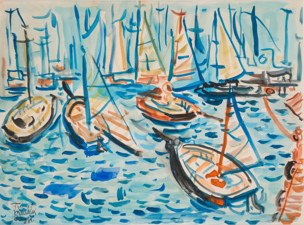 fikret mualla 1903 1967 sailboats in harbor watercolor on paper · Nye & Company · 2026-06-10 Fikret Mualla comparable auction result: fikret mualla 1903 1967 sailboats in harbor watercolor on paper