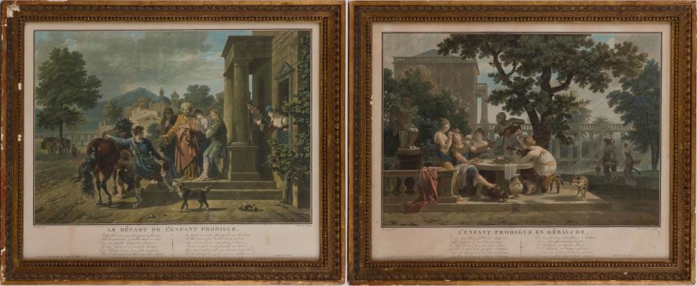 Charles-Melchior Descourtis comparable auction result: charles melchior descourtis 1753 1820 le depart de l enfant prodigue print