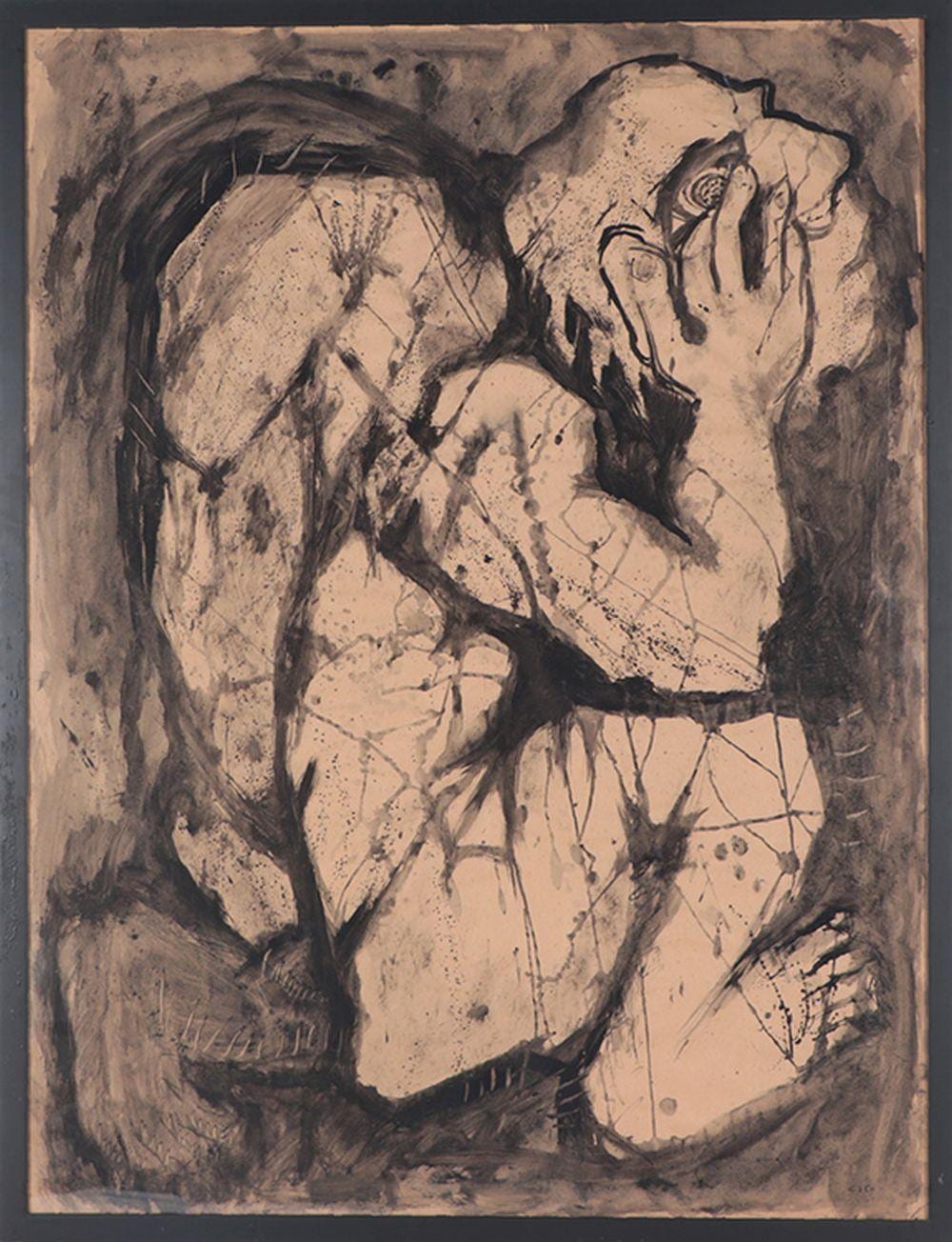 Bob Cato comparable auction result: bob cato american 1923 1999 large format abstract expressionist painting ink wash on