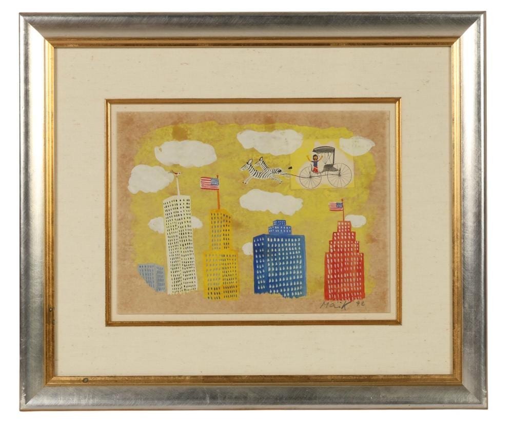 Henri Hecht Maik comparable auction result: henri hecht maik 1922 1993 big city scene painting