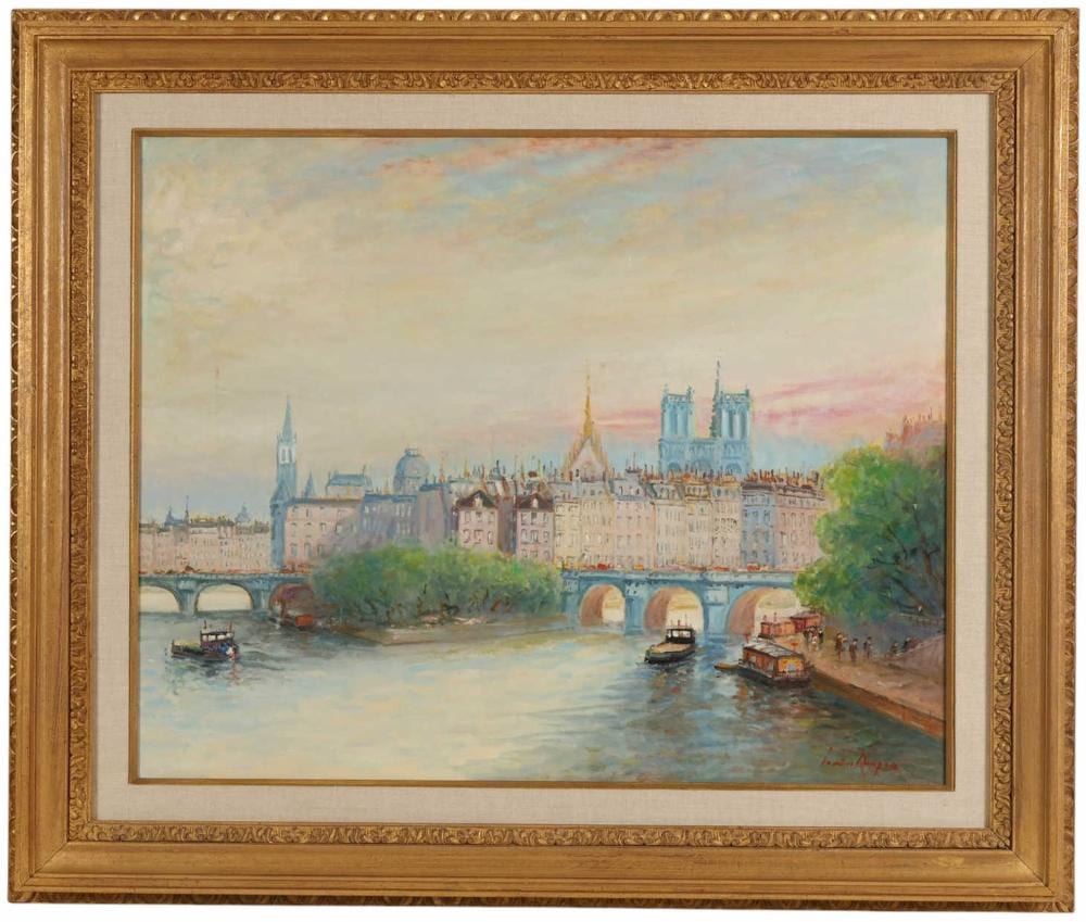 Luciano Rampaso comparable auction result: luciano rampaso b 1936 ile de la cite oil painting