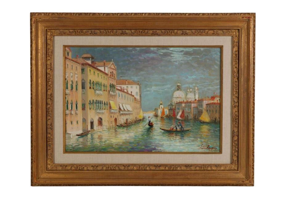 Luciano Rampaso comparable auction result: luciano rampaso b 1936 venetian canal oil painting