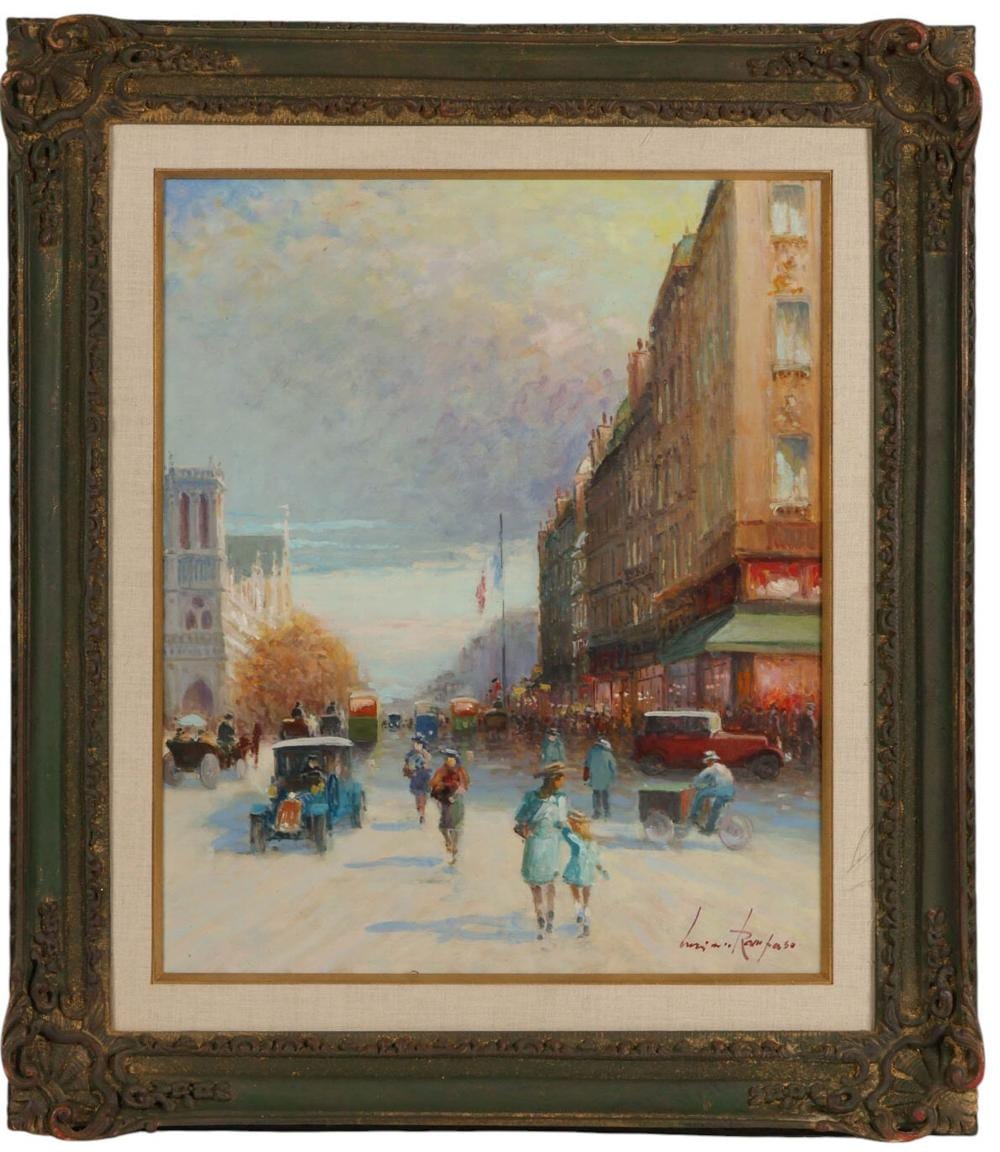 Luciano Rampaso comparable auction result: luciano rampaso b 1936 parisian street painting