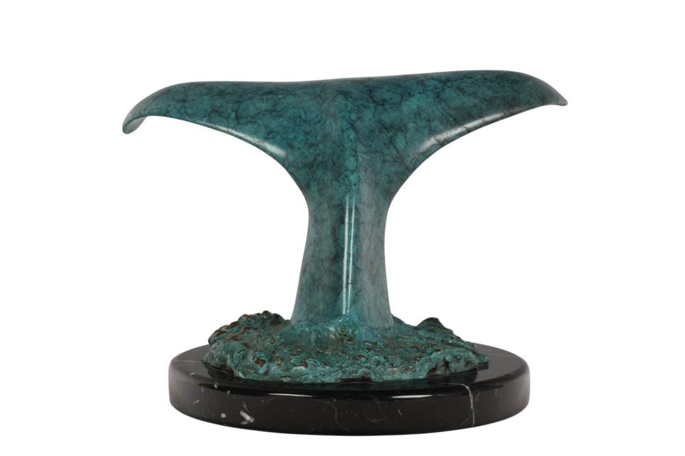 Robert Wyland comparable auction result: robert wyland b 1956 whales fluke bronze sculpture