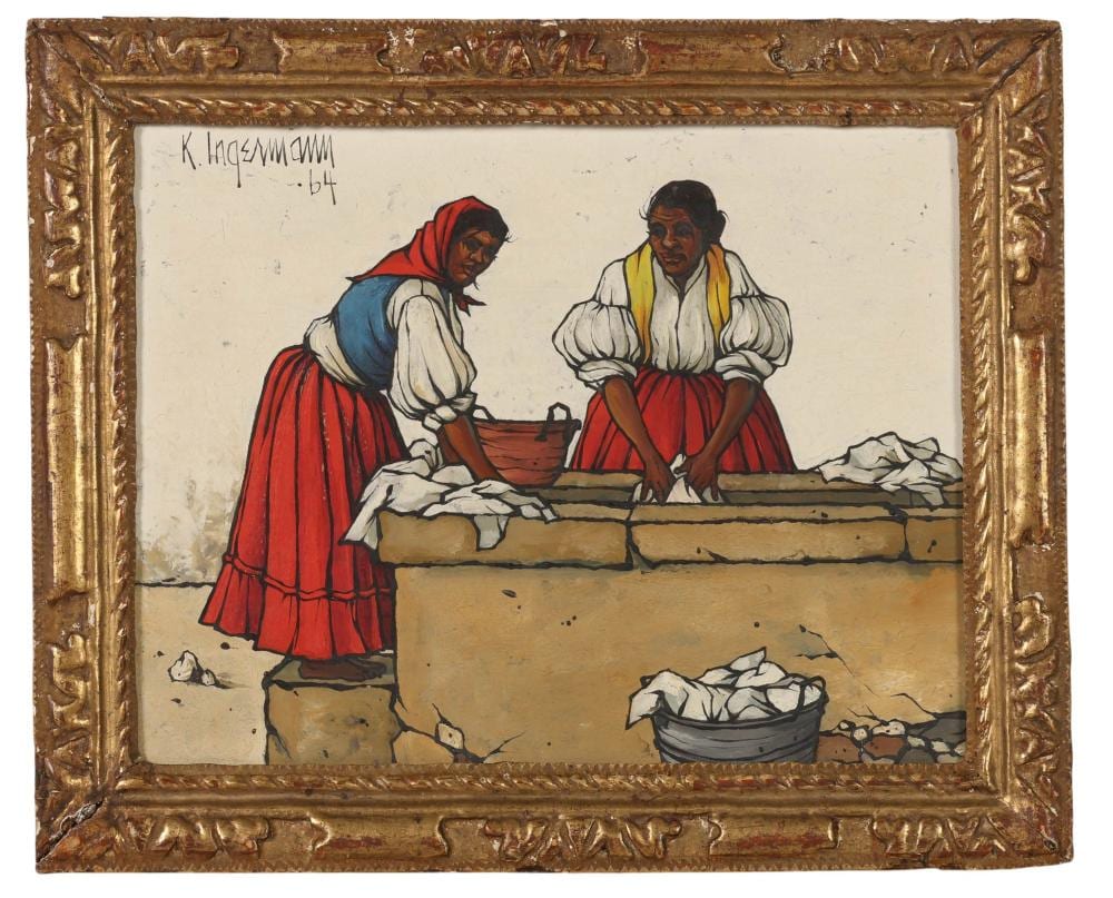 Keith Ingermann comparable auction result: keith ingermann 1929 2012 washing woman painting