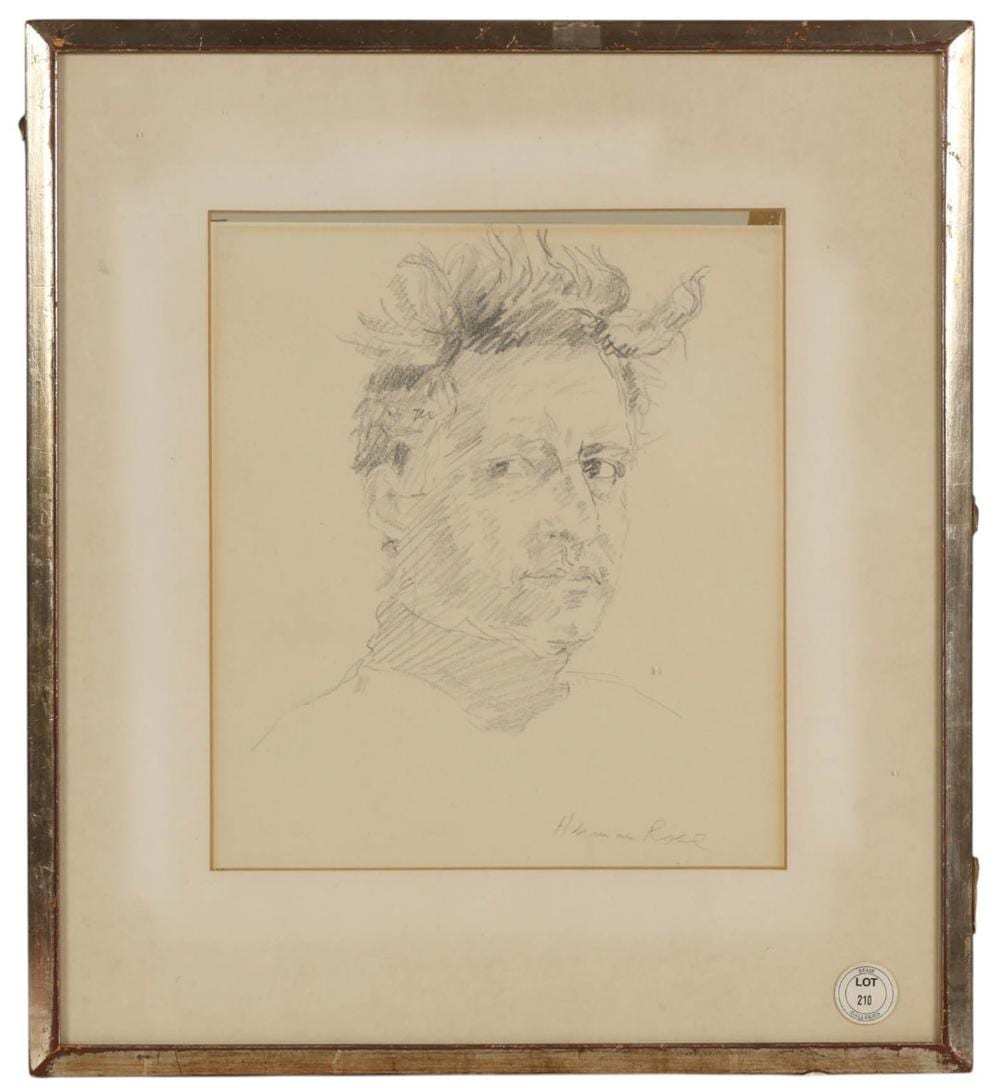 Herman Rose comparable auction result: herman rose 1909 2007 self portrait pencil drawing