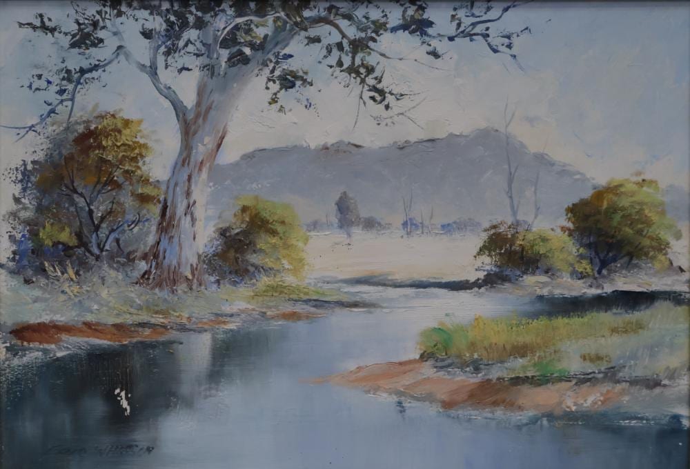 eric whisson oil on board landscape signed lower left approx 49cm x 34cm note losses to lower left · Albion Antique Auction Centre · 2026-06-04 Eric Whisson comparable auction result: eric whisson oil on board landscape signed lower left approx 49cm x 34cm note losses to lower left