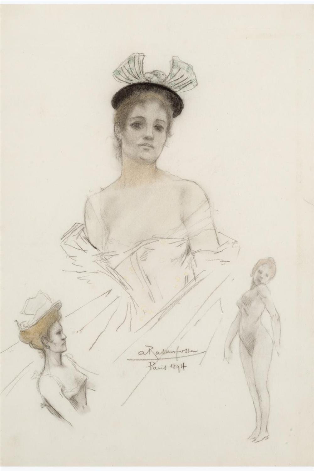 Armand Rassenfosse comparable auction result: armand rassenfosse 1862 1934 variations on female portraits 1894