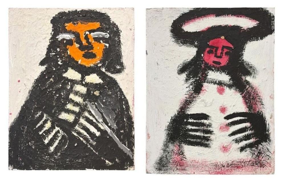 Ed Mumma comparable auction result: eddy mumma american 1908 1986 folk art double sided portrait painting