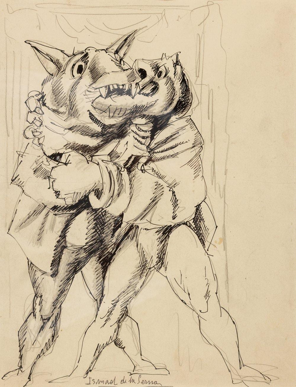 Ismael de la Serna comparable auction result: ismael de la serna guadix granada 1898 paris 1968 fantastic scene ink and graphite on paper signed at the bottom