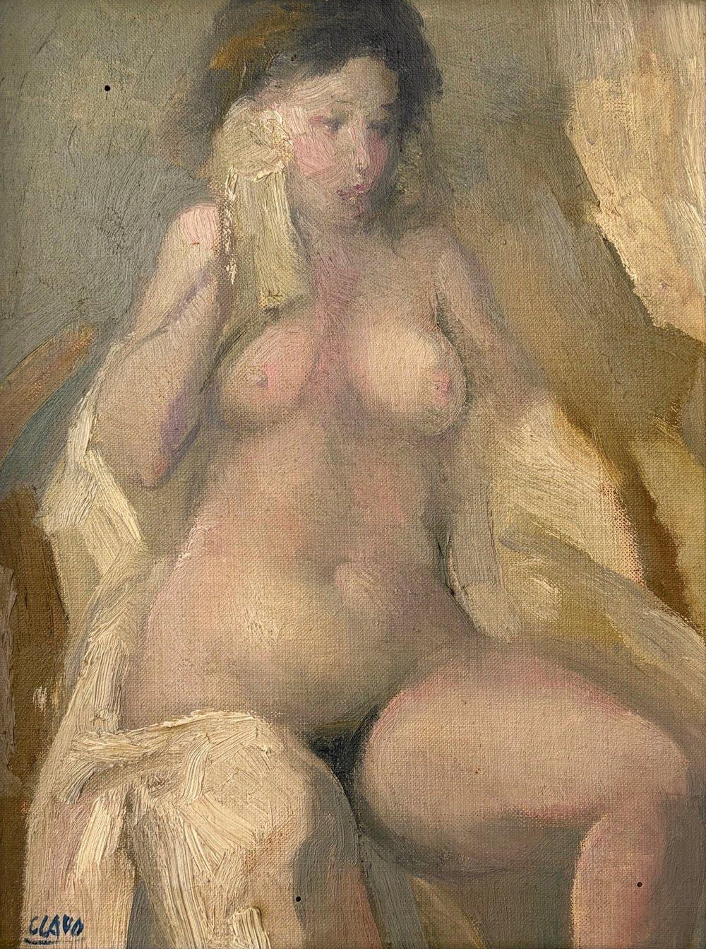 Javier Clavo comparable auction result: javier clavo madrid 1918 1994 laura oil on canvas signed in the lower left corner with label on the back of the biosca gallery