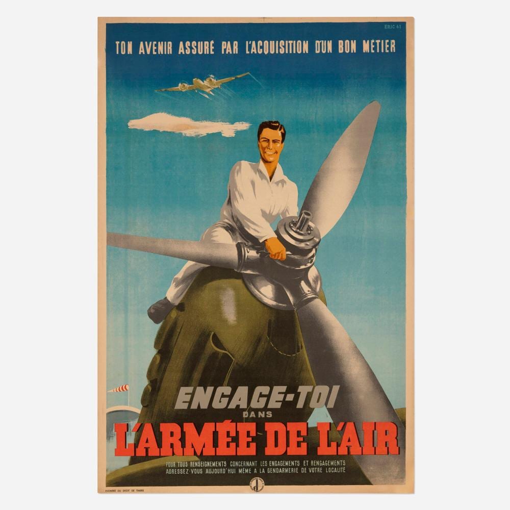 Eric Castel comparable auction result: eric raoul eric castel engage toi dans l armee de l air vintage poster