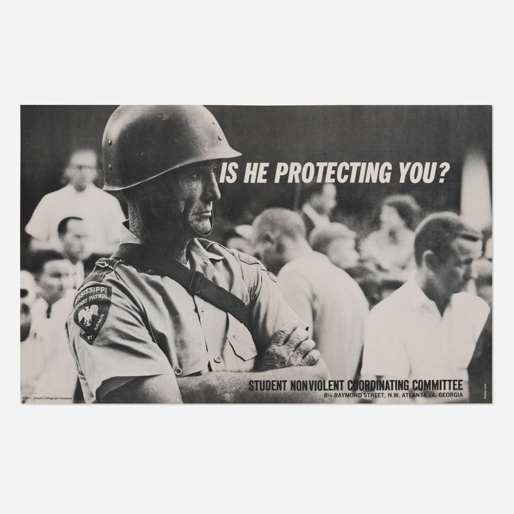 Danny Lyon comparable auction result: danny lyon sncc is he protecting you vintage poster