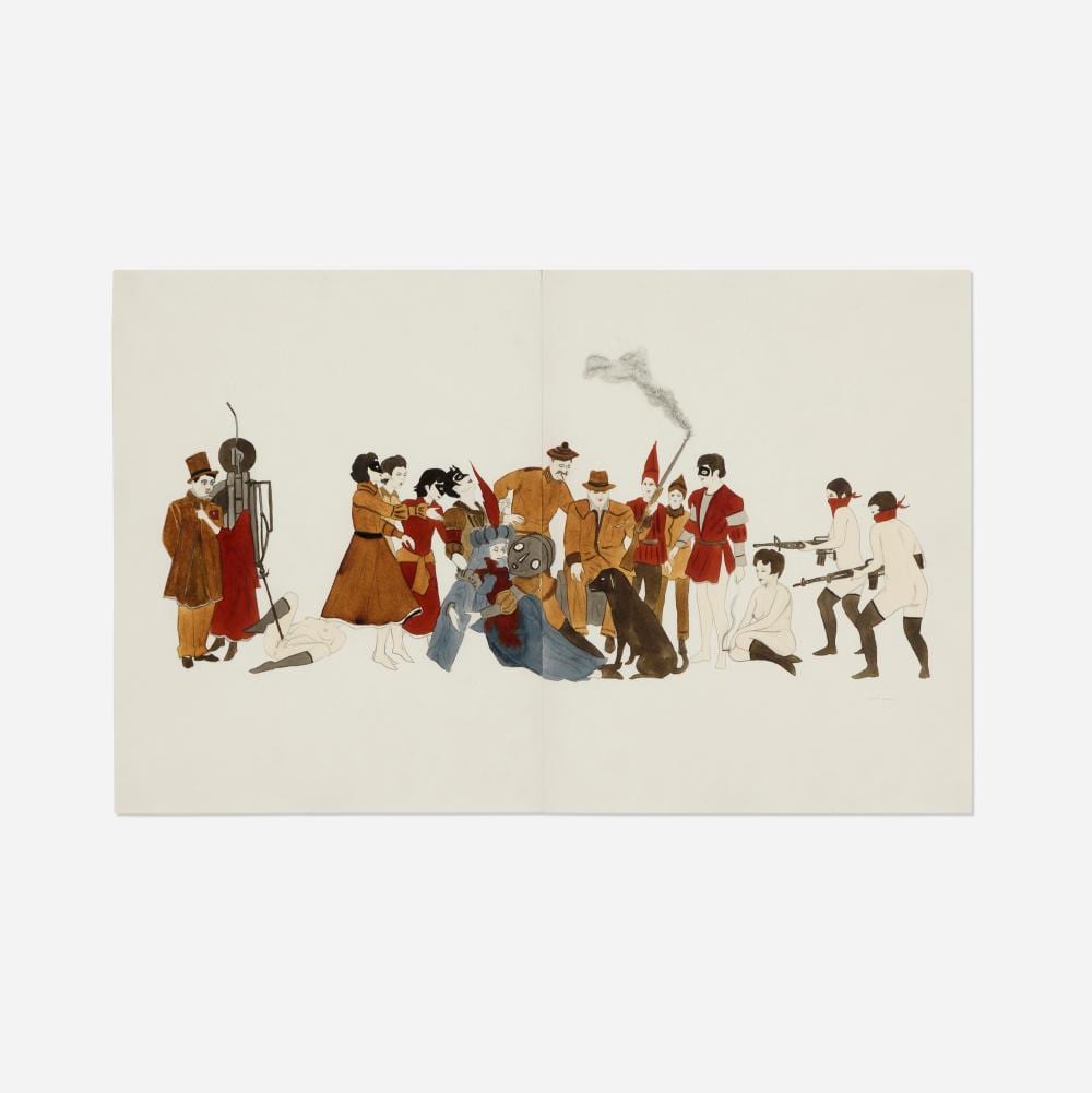 Marcel Dzama comparable auction result: marcel dzama her breath will not mist or stain the stone
