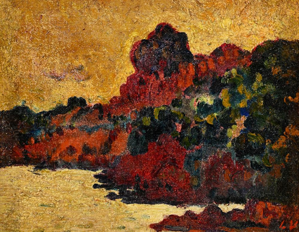 Louis Valtat comparable auction result: louis valtat 1869 1952 les rochers rouges anth or le soir c 1900 huile sur toile monogramm e 19x24 cm