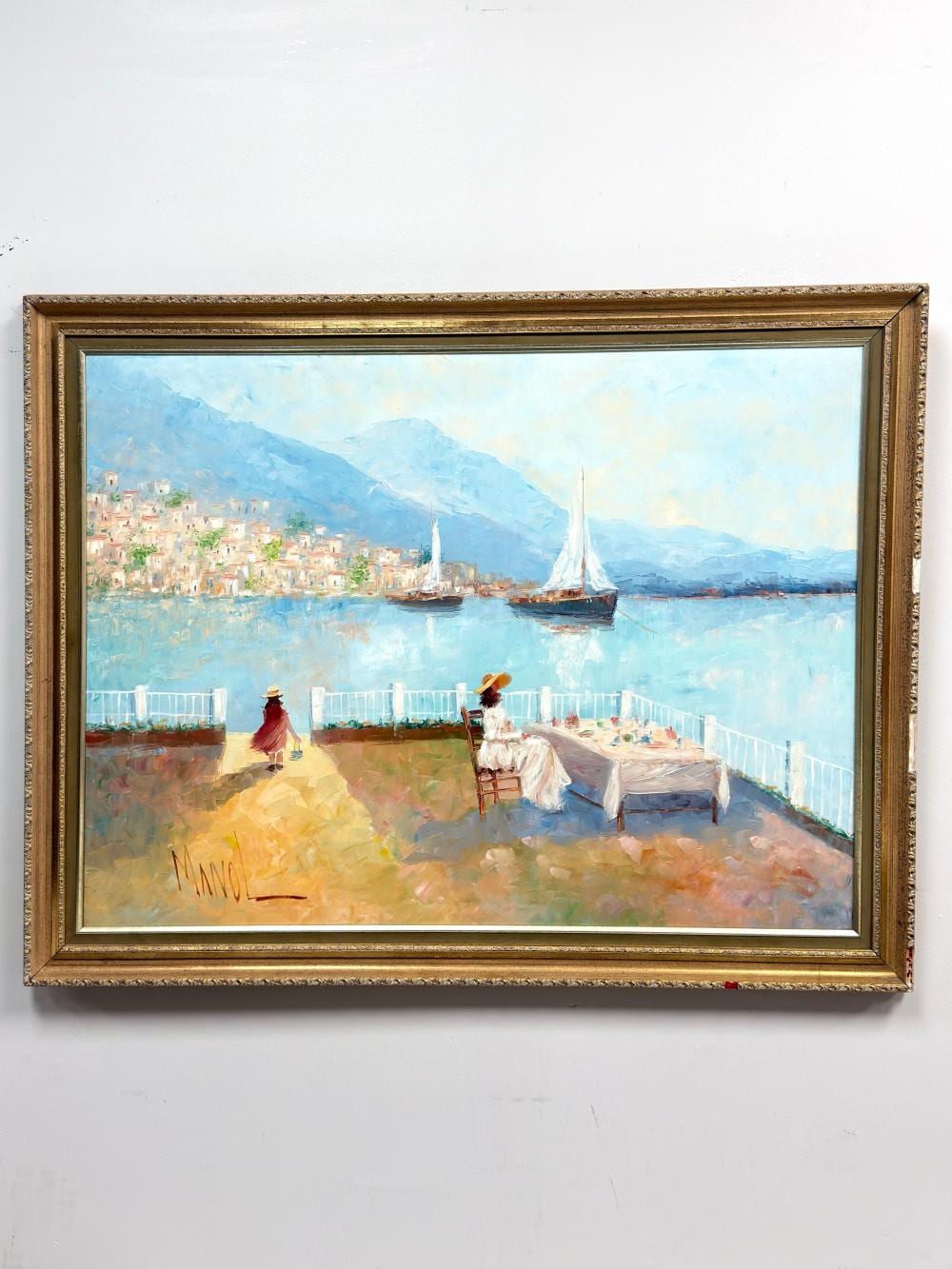 John A. Manol comparable auction result: john adamos manol greek b 1900 impressionist seascape oil on canvas