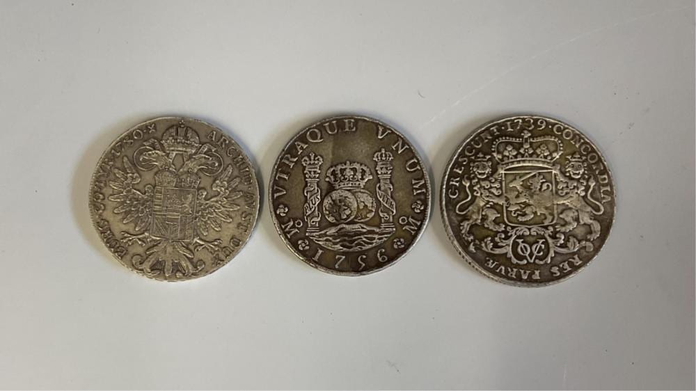 Silver coinage - To include 1780 Maria Theresa Thaler sold by Martel Maides, lot 436 — auction record photograph