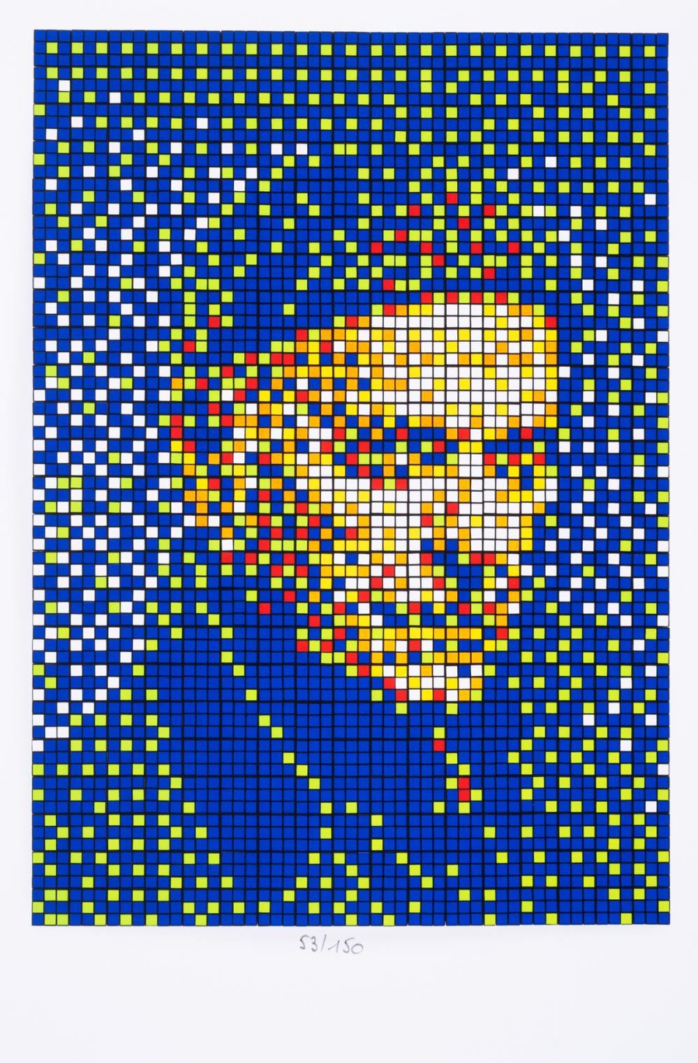 Invader comparable auction result: invader b 1969 portrait of enik bilal