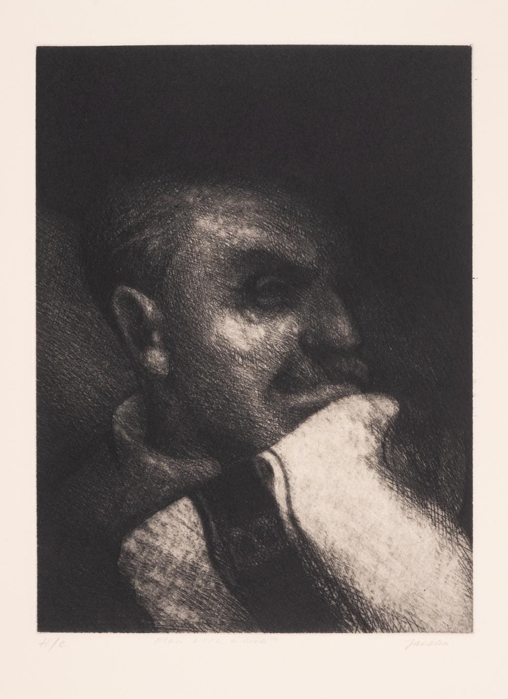 Bill Jacklin comparable auction result: bill jacklin b 1943 man with a bib