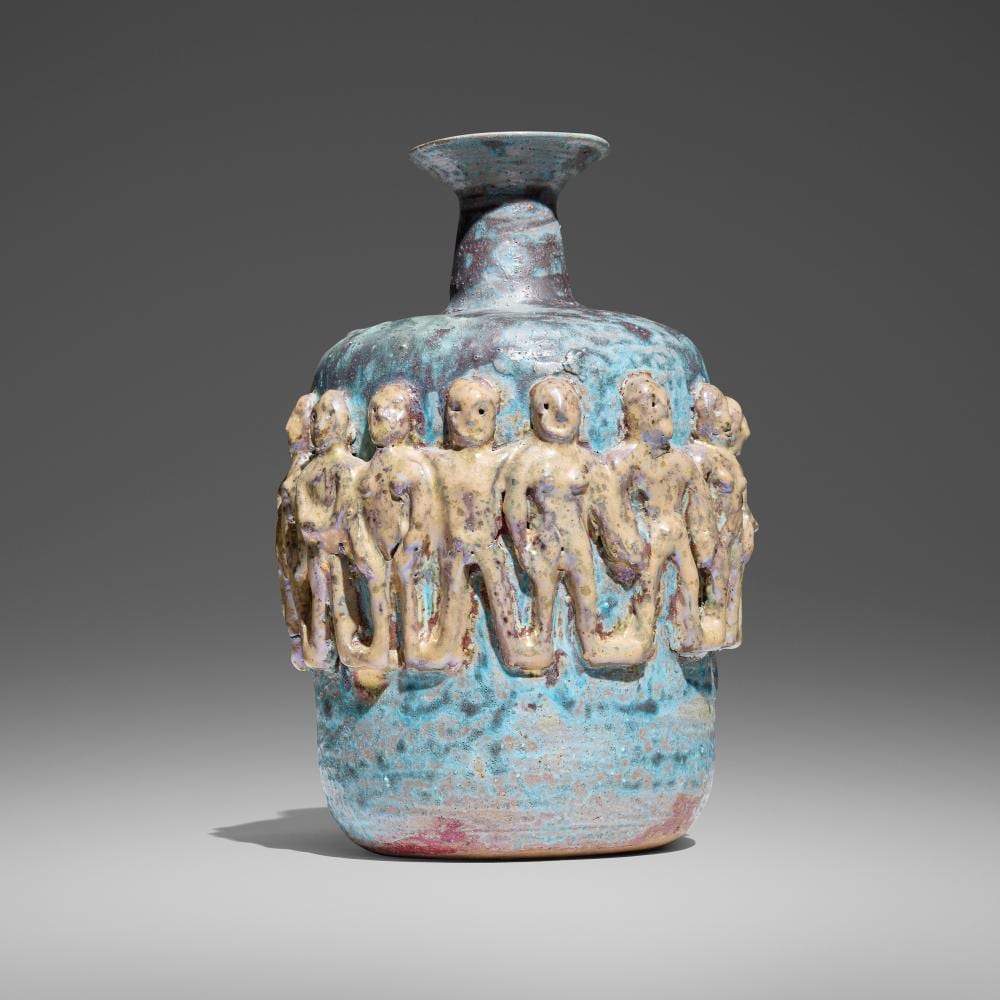 Beatrice Wood comparable auction result: beatrice wood bottle with figures