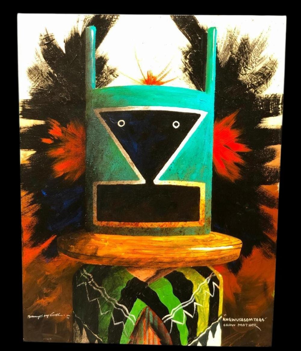 Michael McCullough comparable auction result: crow mother original acrylic painting by michael mccullough