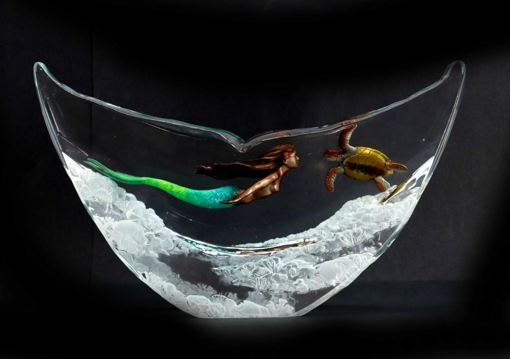 Robert Wyland comparable auction result: robert wyland born 1956 american lucite sculpture of mermaid and turtle