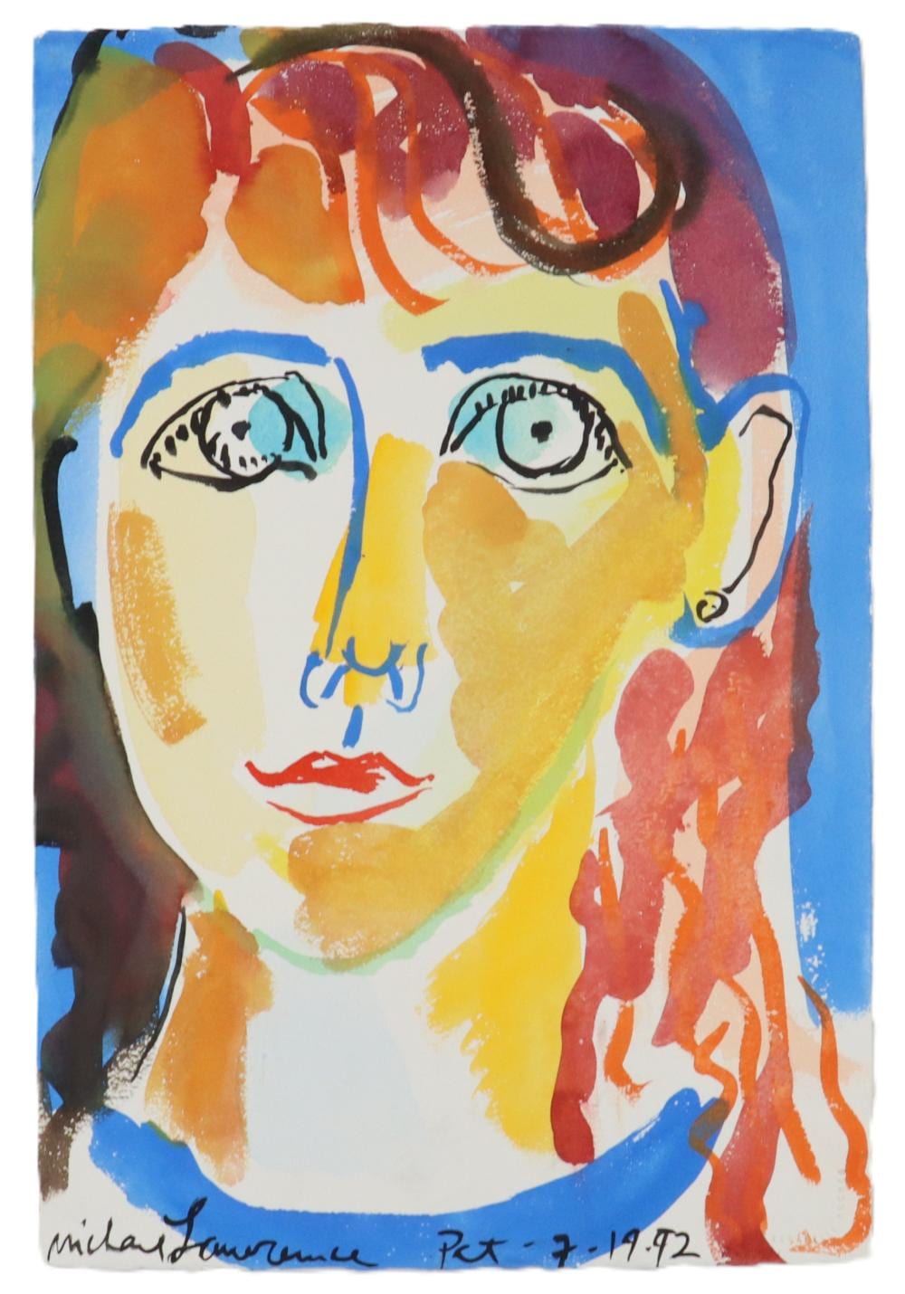 Michael Lawrence comparable auction result: michael lawrence born 1943 american vintage original watercolor of a young woman