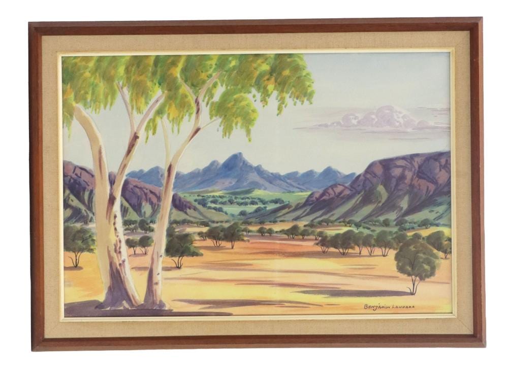 Benjamin Landara comparable auction result: benjamin landara 1921 1985 aboriginal australian watercolor landscape
