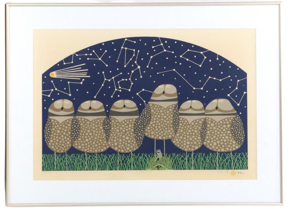 Ikki Matsumoto comparable auction result: ikki matsumoto 1935 2013 japanese american whimsical woodblock print