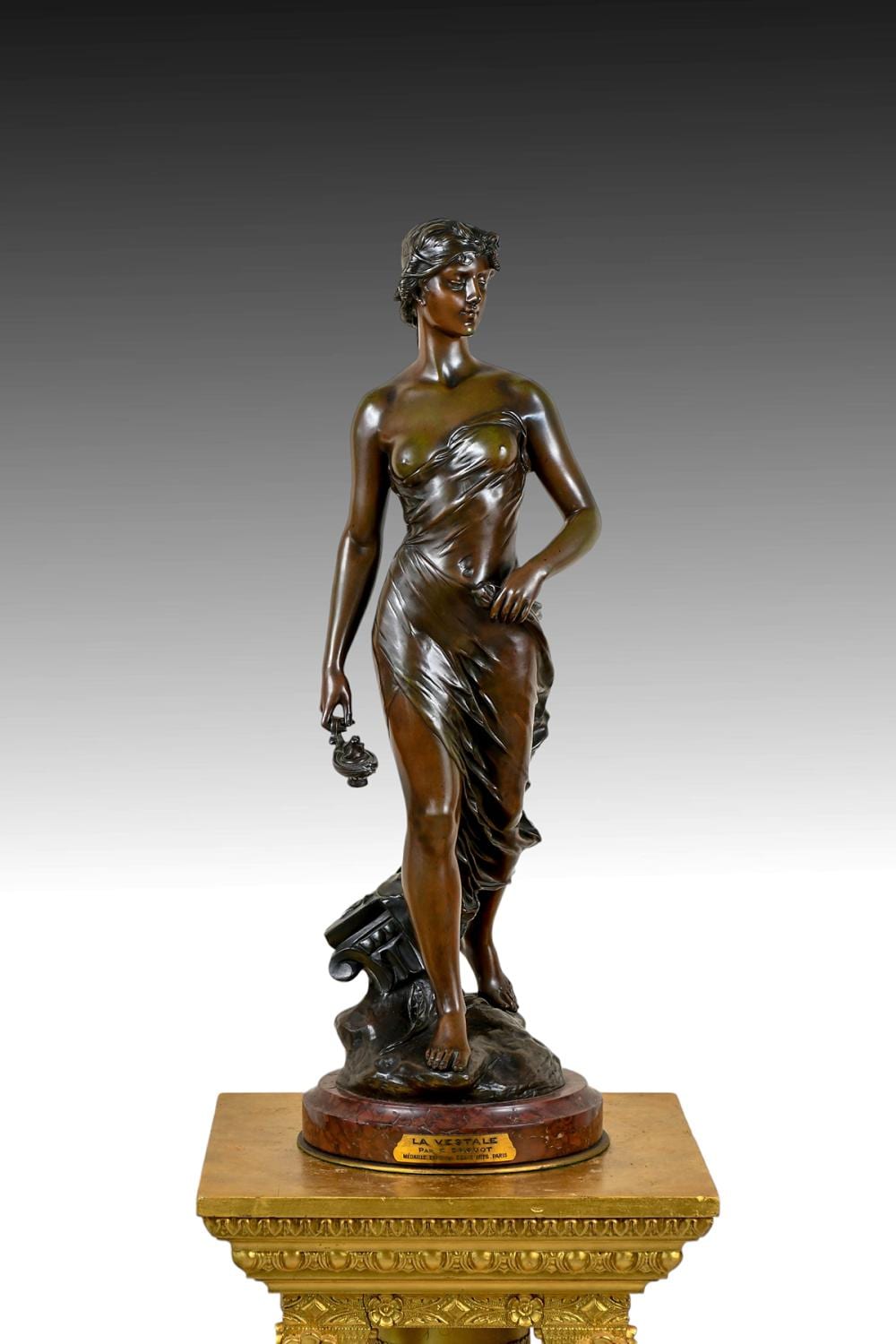 Edouard Drouot comparable auction result: la vestale bronze sculpture by edouard drouot