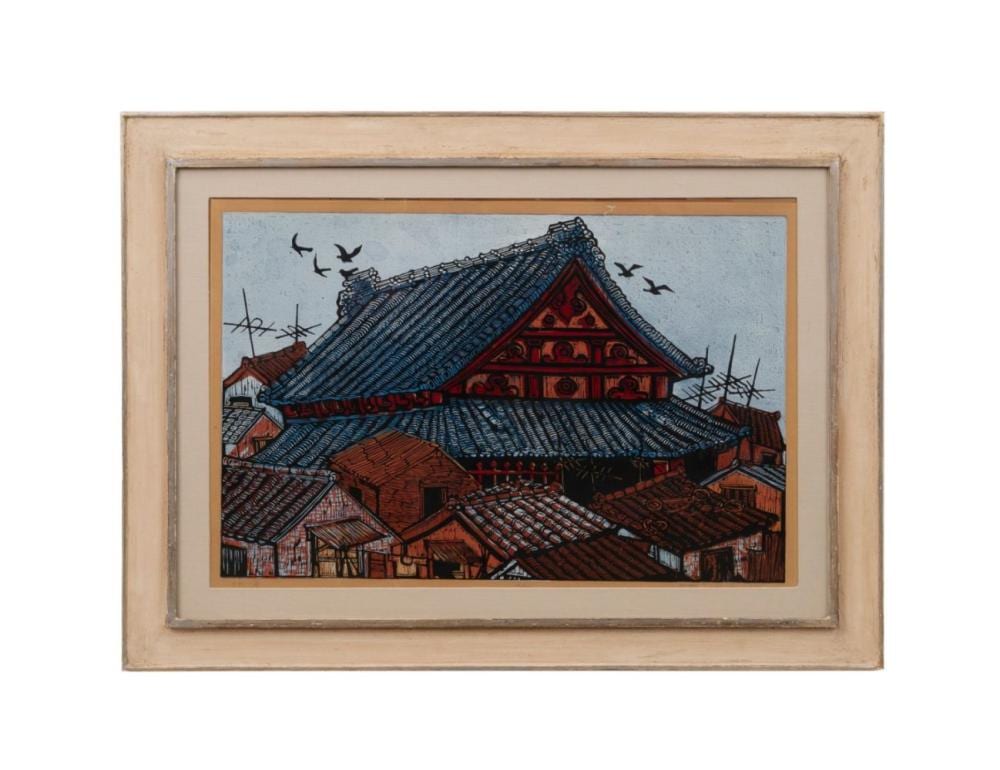 Hao Wu comparable auction result: wu hao a corner of taipei 1974 woodblock