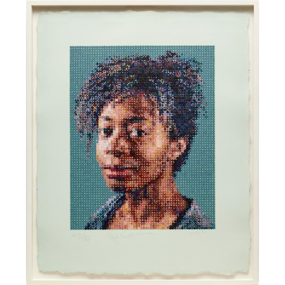 Chuck Close comparable auction result: chuck close felt stamp print on paper 2012