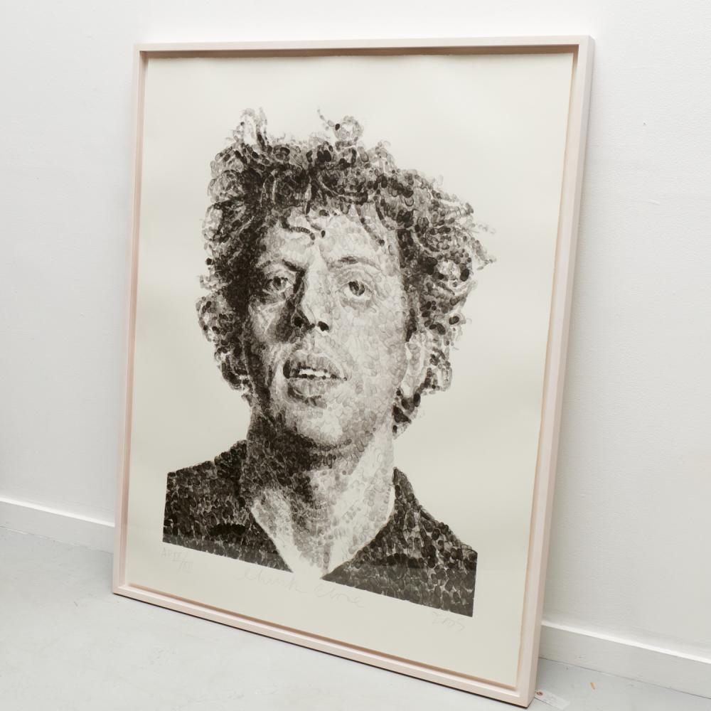 Chuck Close comparable auction result: chuck close large silkscreen on paper signed