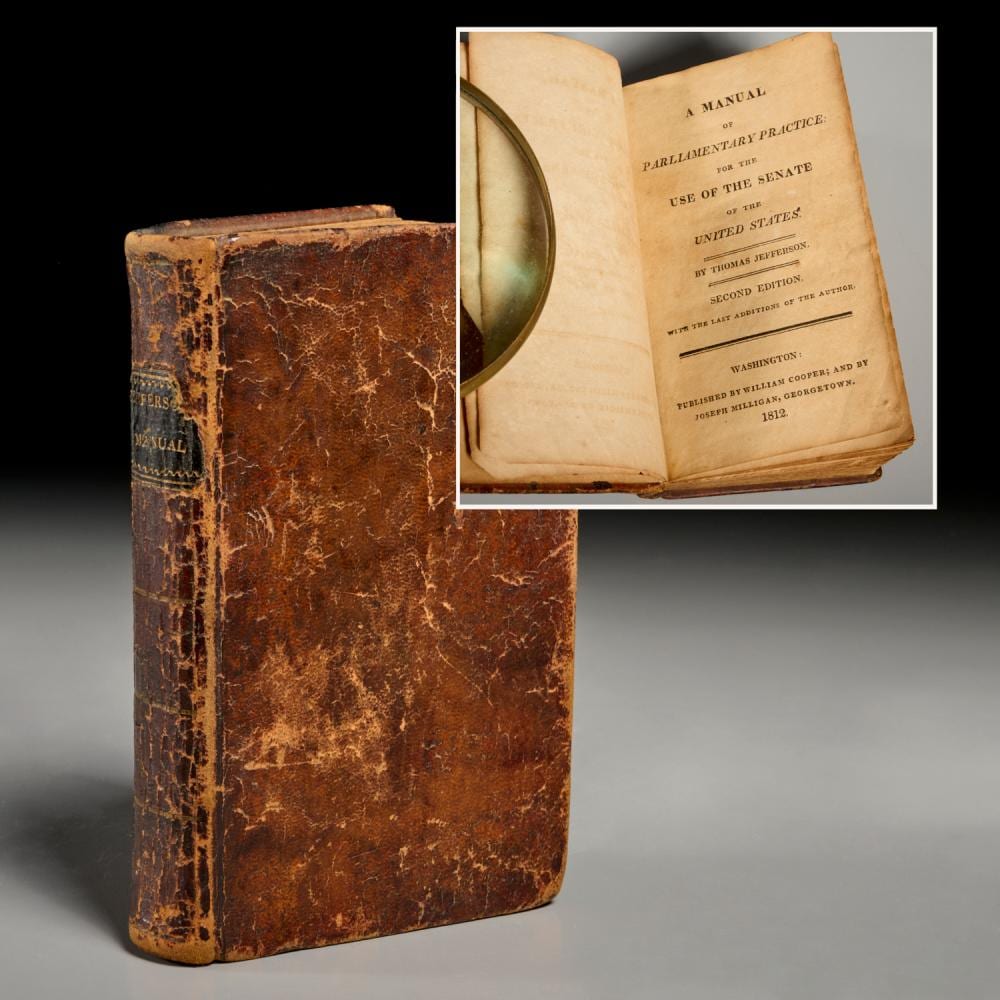 thomas jefferson parliamentary practice 1812 · Millea Bros Ltd · 2026-06-18 Thomas Jefferson comparable auction result: thomas jefferson parliamentary practice 1812