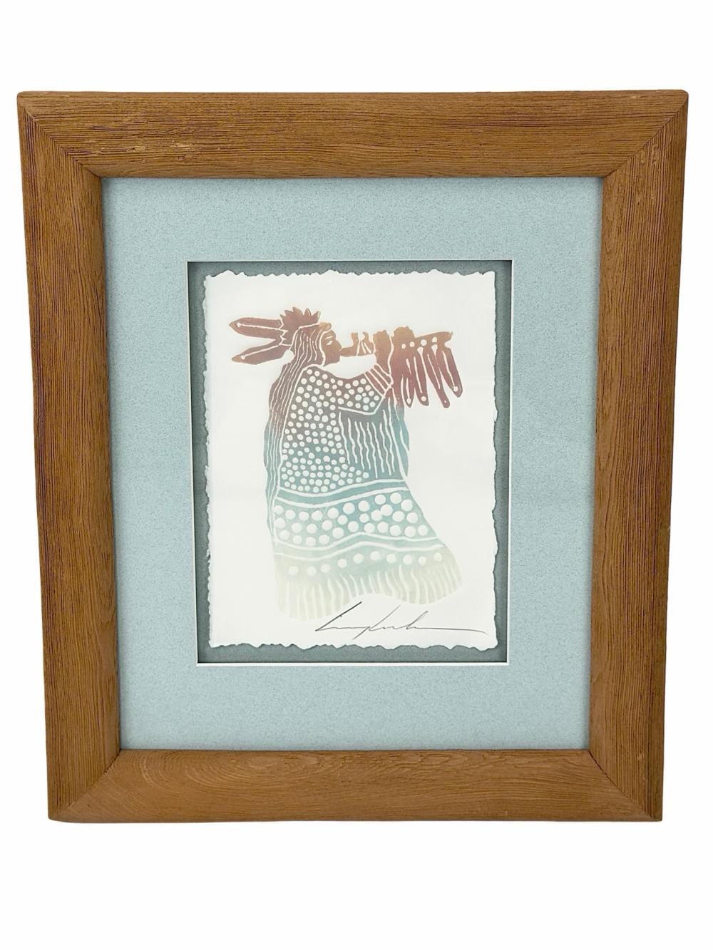 King Kuka comparable auction result: king kuka signed flute player embossed lithograph framed art print