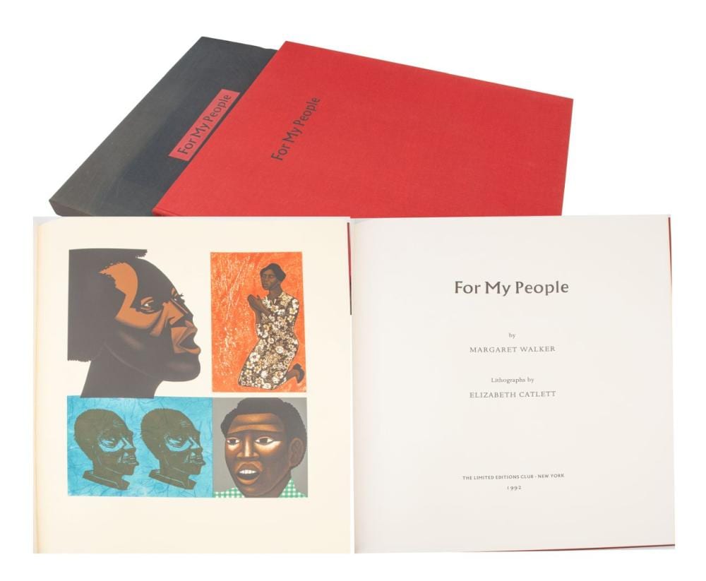 Elizabeth Catlett comparable auction result: elizabeth catlett american 1925 2012 poem by margaret walker 1915 1998 lithographs in colors on arches cover paper in bound book 1992 for my people h 22 75 w 19 5