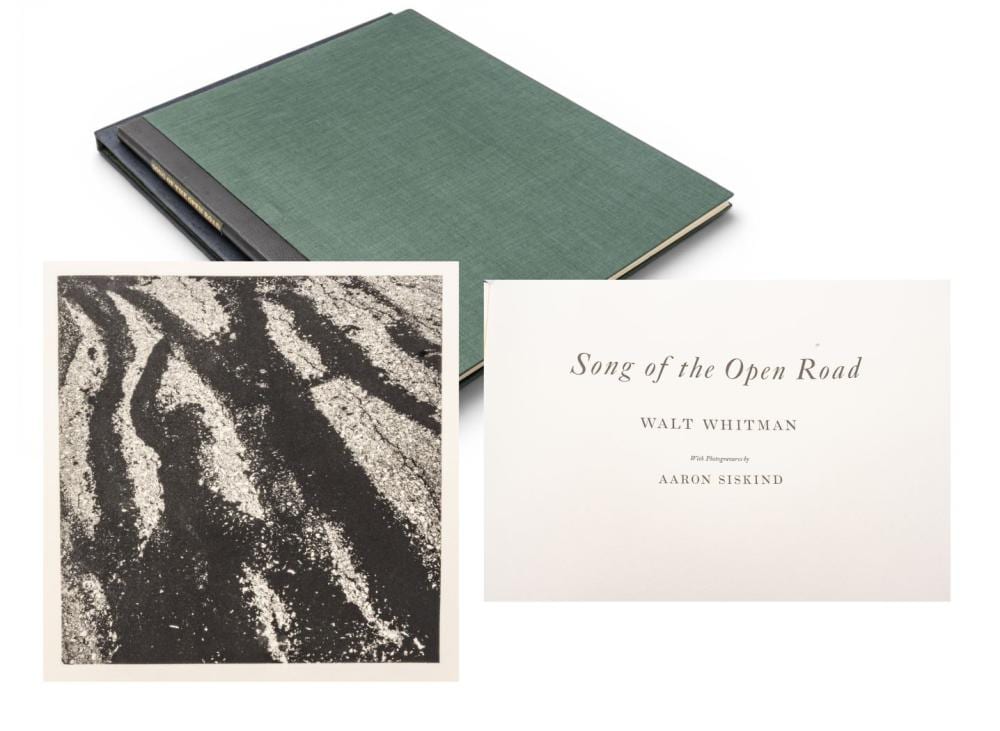 Aaron Siskind comparable auction result: aaron siskind american 1903 1991 text by walt whitman 6 hand pulled photogravures 1990 song of the open road h 17 75 w 15