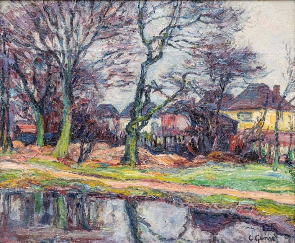 Charles Genge comparable auction result: charles genge british 1874 1958 oil on canvas 20th c beyond the back fence h 12 w 14 25