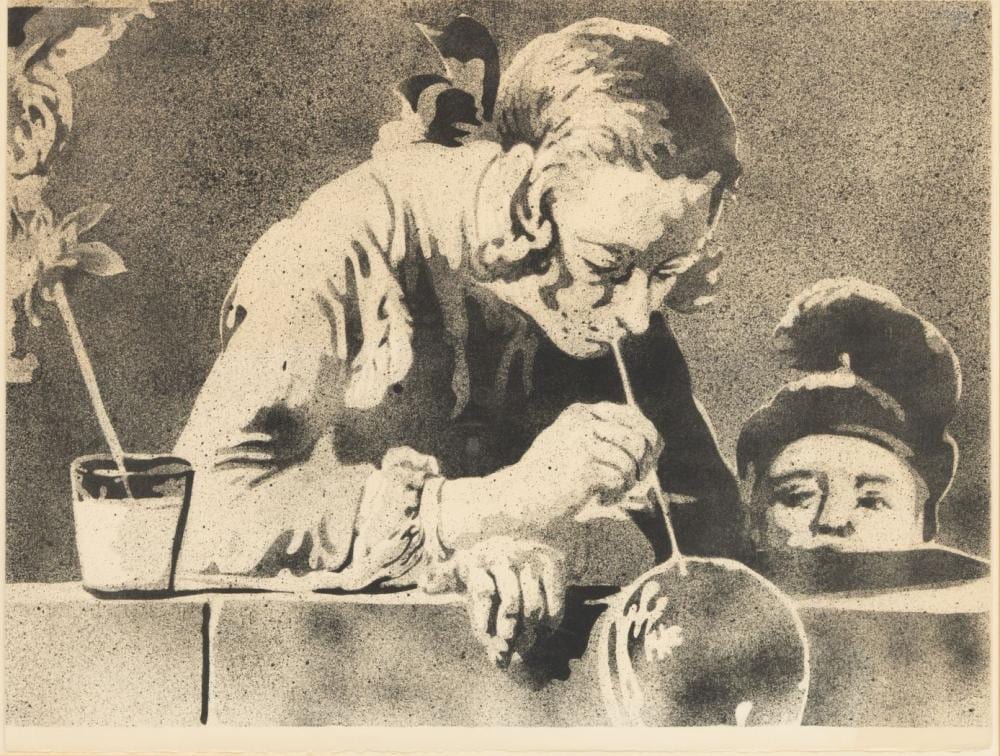 John Clem Clarke comparable auction result: john clem clarke american 1937 2021 black and white lithograph on wove paper chardin the bubble blower h 21 w 28