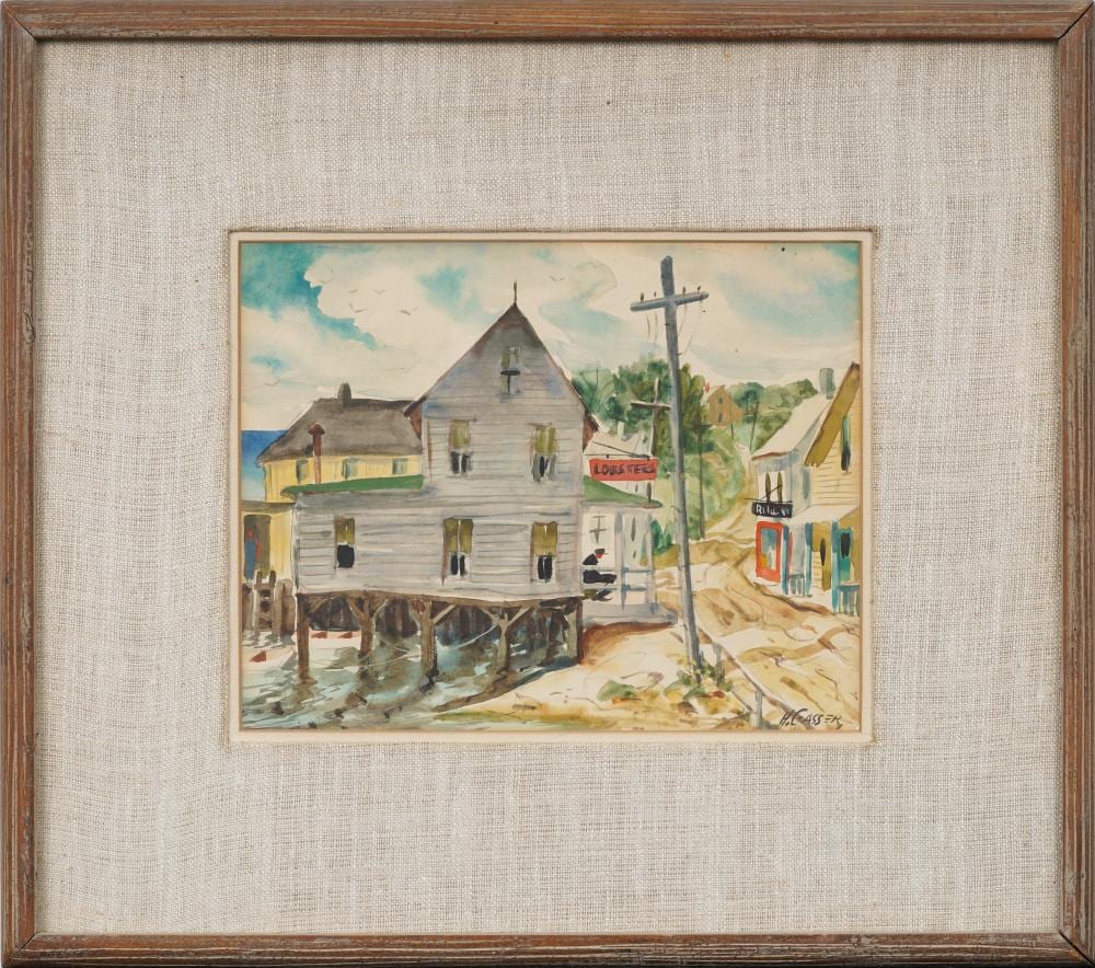 henry gasser 1909 1981 signed vintage american modernist coastal dock scene framed painting · Curated Gallery Auctions · 2026-06-14 Henry Martin Gasser comparable auction result: henry gasser 1909 1981 signed vintage american modernist coastal dock scene framed painting