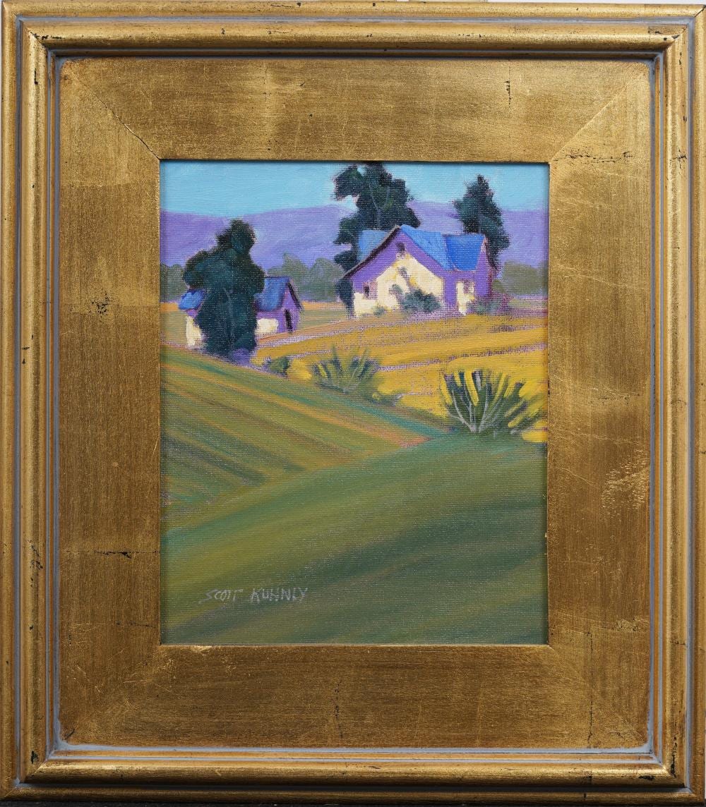 Scott Kuhnly comparable auction result: scott kuhnly b 1932 vintage american impressionist farm landscape original oil painting