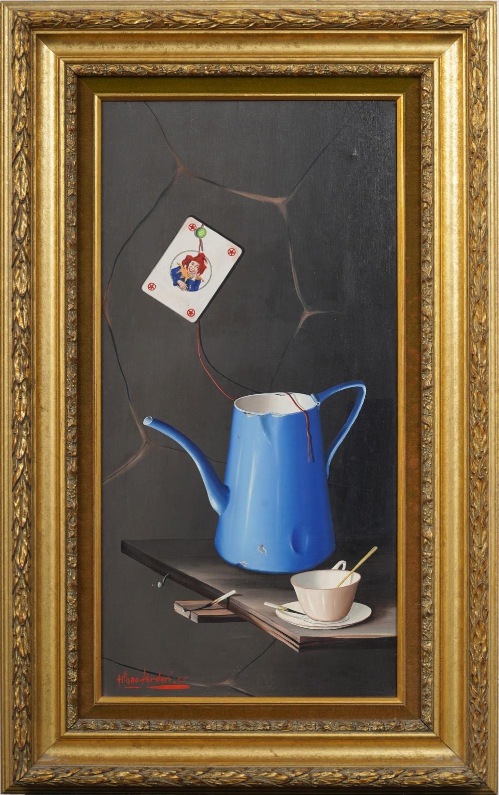 Alfano Dardari comparable auction result: alfano dardari 1924 1988 vintage italian surrealist super realist still life framed oil painting