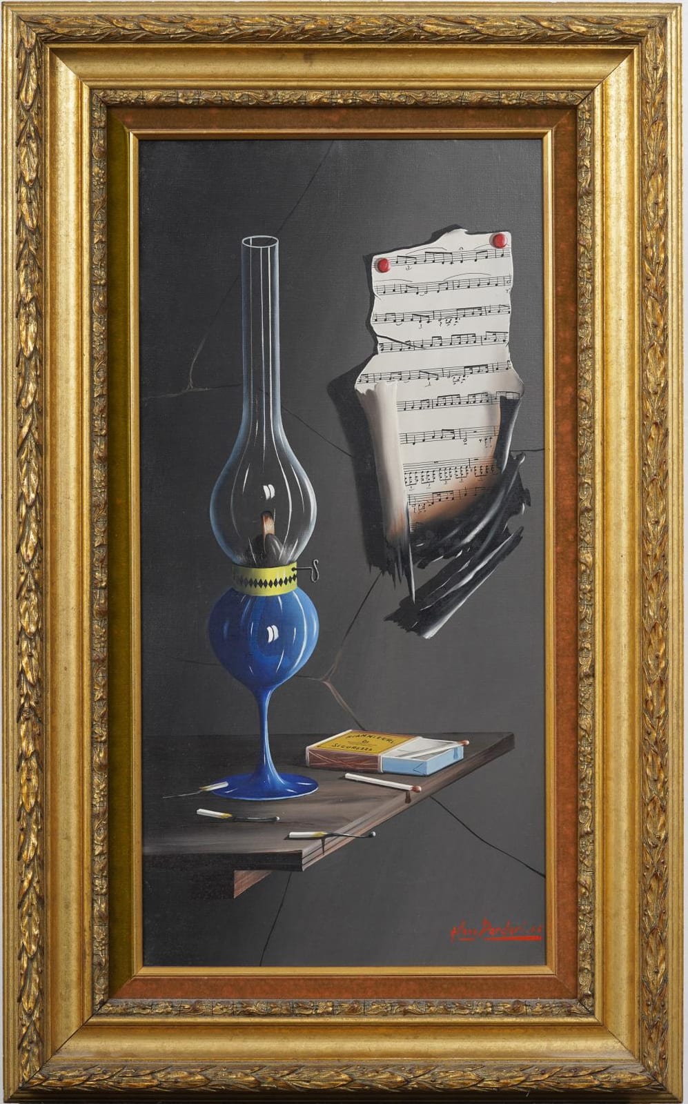 Alfano Dardari comparable auction result: alfano dardari 1924 1988 vintage italian surrealist super realist still life framed oil painting