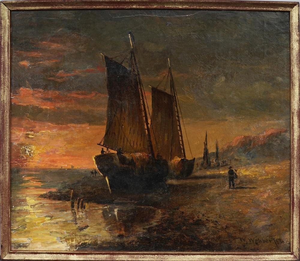 Wesley Webber comparable auction result: wesley webber 1841 1914 american sunset seascape framed original signed oil painting