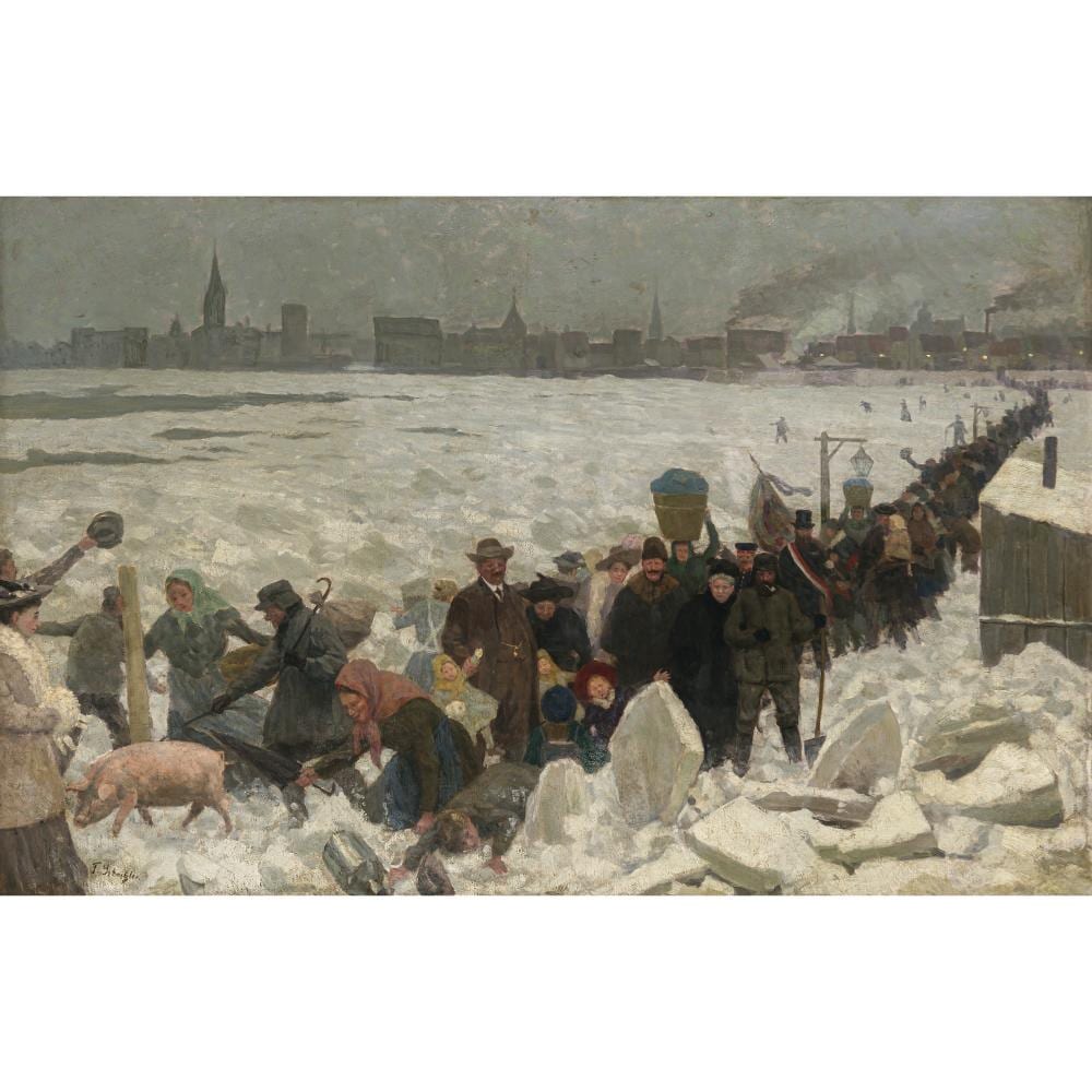 Friedrich von Amerling comparable auction result: friedrich fritz schnitzler d sseldorf crossing the frozen rhine near the rhine embankment