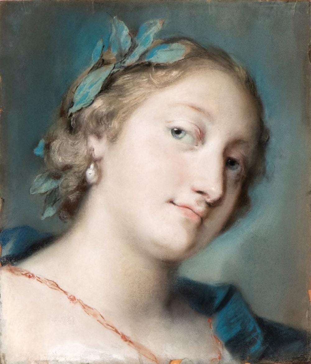Rosalba Carriera comparable auction result: rosalba carriera venezia 1673 1757 ritratto di giovane gentildonna coronata di lauro faustina bordoni
